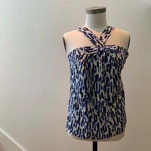 Blue and white tank top style blouse
